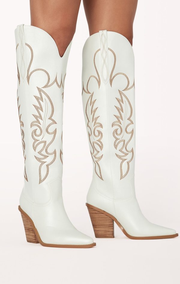 Billini Simone Western Boot ~ White For Discount